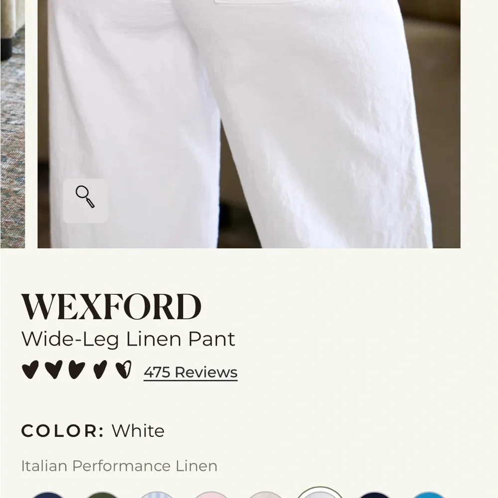 Frank Eileen sz 6 Wexford Linen Cotton Pants Trouser White Wide Leg High Waist - Picture 4 of 13